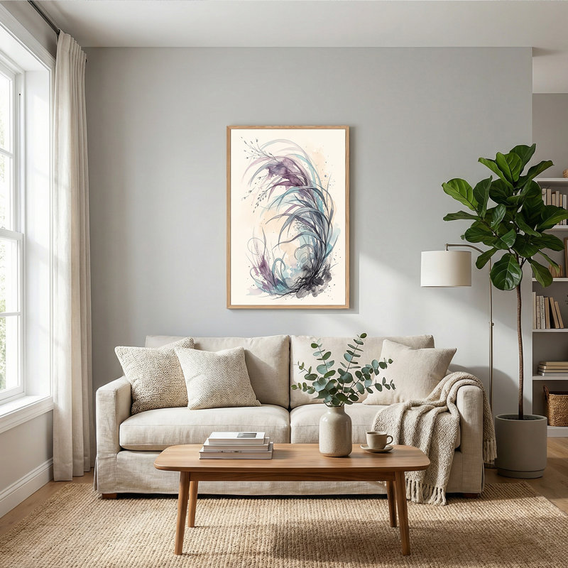 «Mauve et bleu sarcelle», 36"H x 24"W