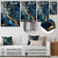 Or et saphir bleu marbré mosaïque IV - impression abstraite d'art mural en métal-170286199