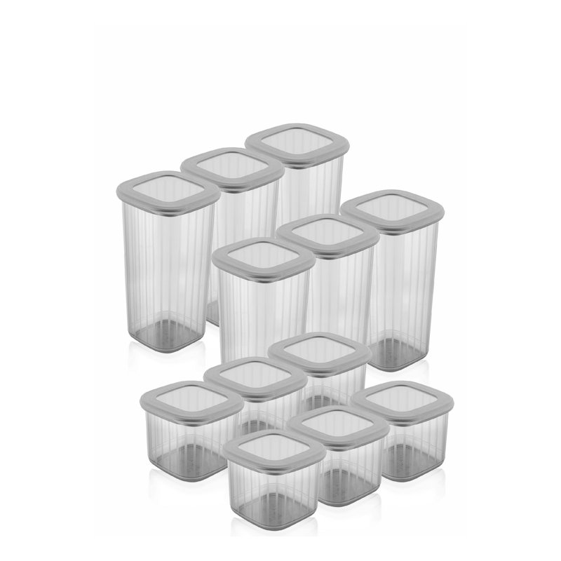 Durable Storage Box Set (12 Pieces), Anthracite Color | 6 x 6 x 3.8 inches (6 Boxes) & 6 x 6 x 9.6 inches (6 Boxes) | 100% BPA-Free Plastic, Dishwasher Safe | Ideal for Organizing Home, Office & Crafts