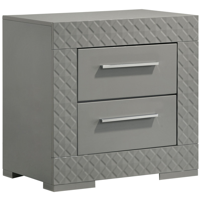 Table de chevet 2 tiroirs Pierce, Gris