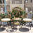 Chair And Table Combination For Outdoor Courtyards, Featuring - Rust Frame, Waterproof Table, Lightweight Chairs Of 2 Single A Tempered Glass Round Adaptable Arrangements, Comfortable Seating