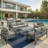 All-Weather 5-Piece Modern Metal Patio Furniture Set, 7-Seat Conversation Sofa With Thick Gray Cushions & Gray Frame And Coffee Table