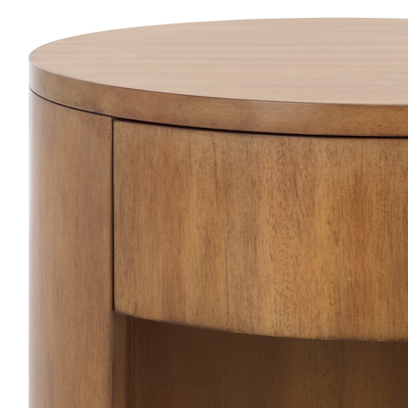 Daiya Round 1 Draw Wood Nightstand, Natural
