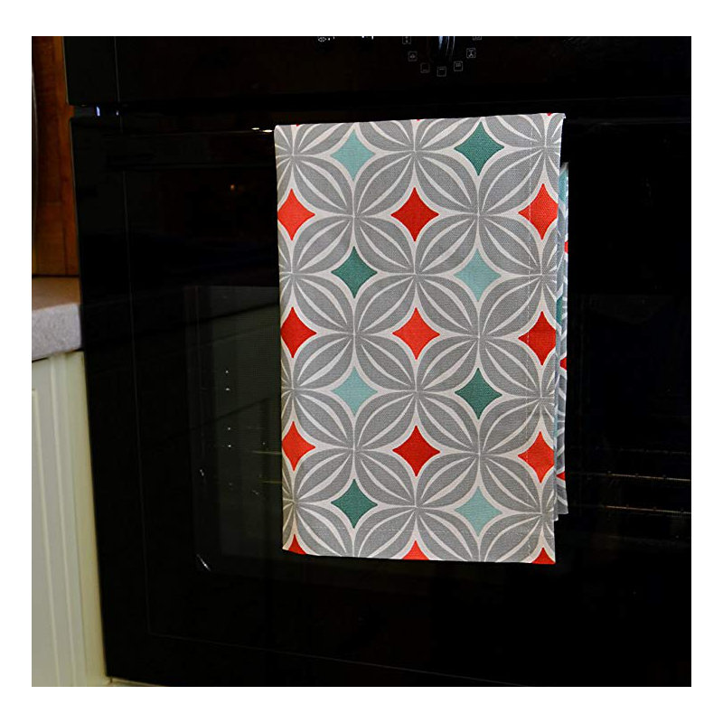 Amethy Cotton Jacquard Kitchen Towel, Terracotta Orange