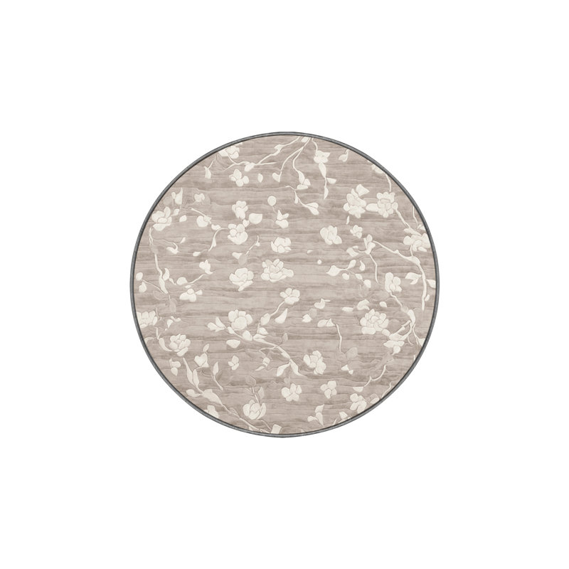 Tapis gris lavable à la machine, Rond 7 pi