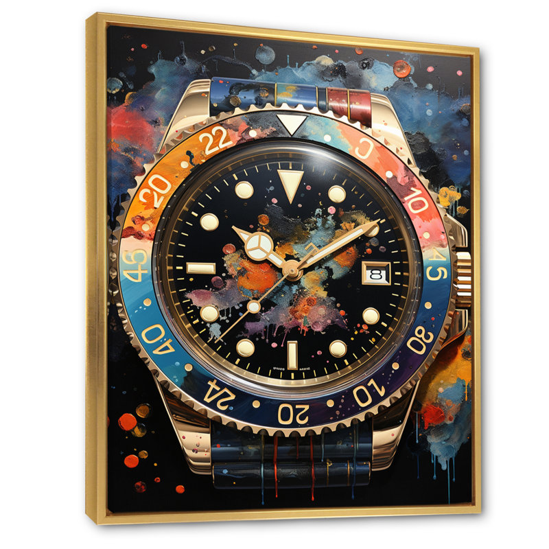 «Luxury Watch Diamond Dusk II», reproduction sur toile, 40" H x 30" W, Cadre flottant doré