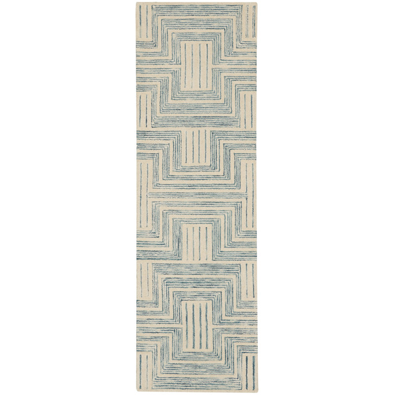 Tapis ivoire fait à la main Jodie, Tapis de couloir 2 pi 3 po x 7 pi 6 po