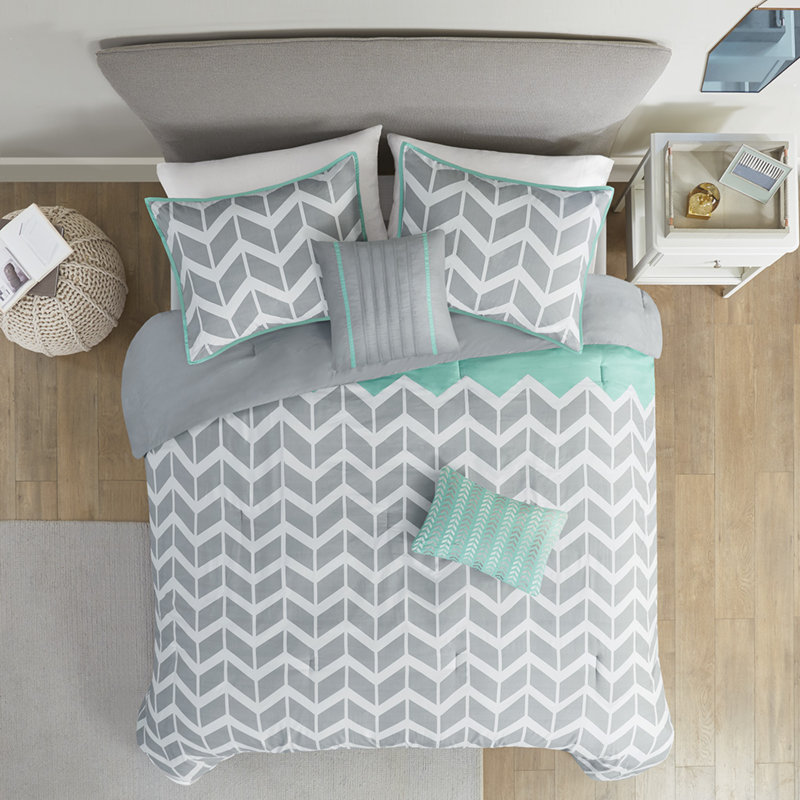 Ensembles de literie confortables en turquoise avec polyester hypoallergénique, conception à chevrons moderne pour lit simple / simple TG