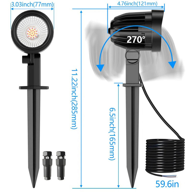 Projecteur à DEL 15 W blanc chaud imperméable à l'eau (ensemble de 12)