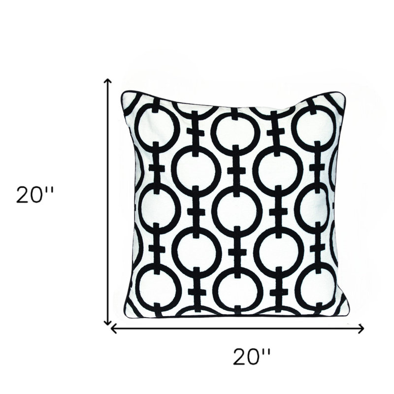 Coussin décoratif en coton 20 po noir et blanc