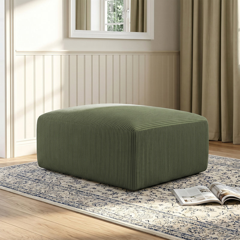 Pouf de compression de 31 po en velours côtelé rectangulaire avec repose-pieds et module modulaire pour canapé modulaire