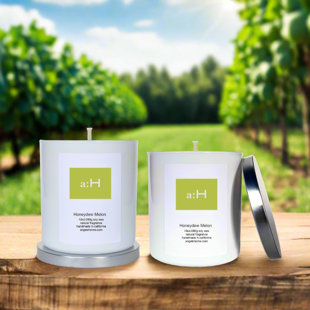 A: H bougie parfumée Melon Honeydew avec porte-verre