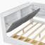 Lit plateforme en bois avec tête de lit, tablettes et 2 tiroirs, blanc
