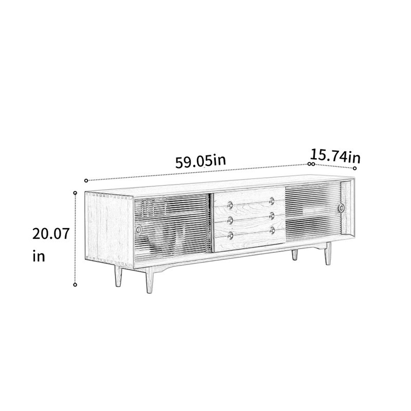 Meuble télé simple en cerisier, 59.05"