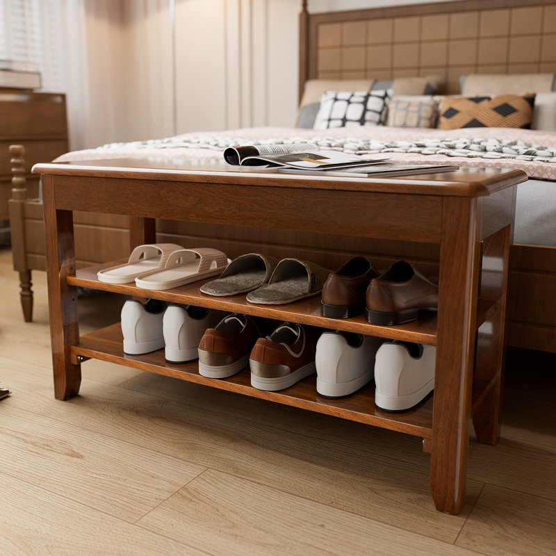 Shoe Storage Bench For Entryway - 3 Tier Shoe Rack For Front Door Entrance, Rubberwood Shoe Rack With Bench Height Adjustable, Entryway Bench With Shoe Storage For Any Room