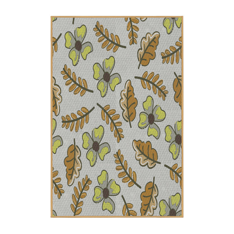 Tapis gris/jaune/brun à motifs, Rectangle 5 pi x 7 pi