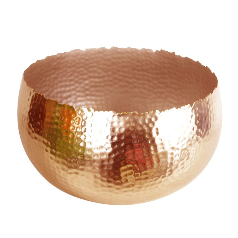 Steen Handmade Metal Cachepot, Copper, 20 cm H x 30 cm W x 30 cm D