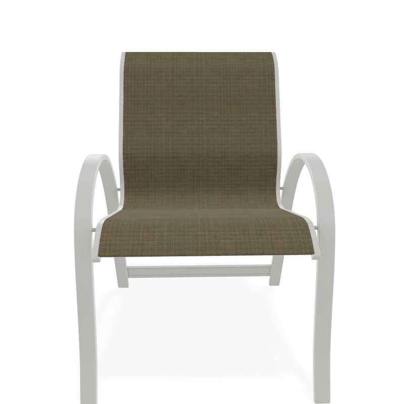 Aruba Stacking Patio Dining Armchair, Elevation Stone, Snow