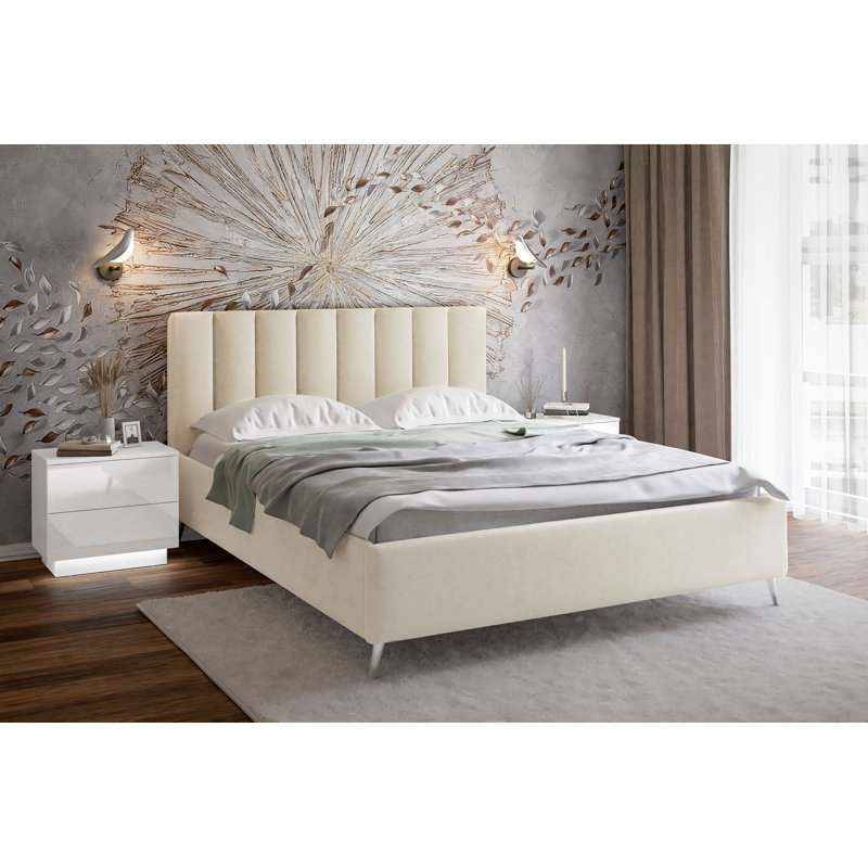 Vicente Upholstered Ottoman Storage Bed, European Kingsize, Beige