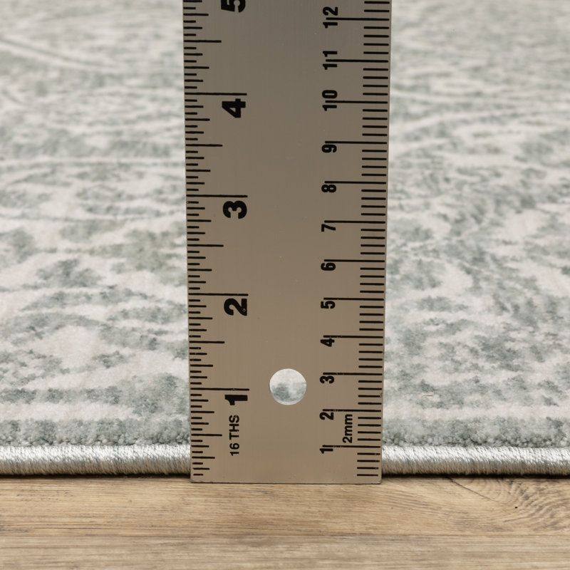 Eidan Global Floral Medallion Teal/ Ivory Area Rug, Rectangle 3'3" x 5'