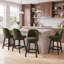 Swivel Upholstered Bar Stool with Solid Wood Frame-132836453-132836452