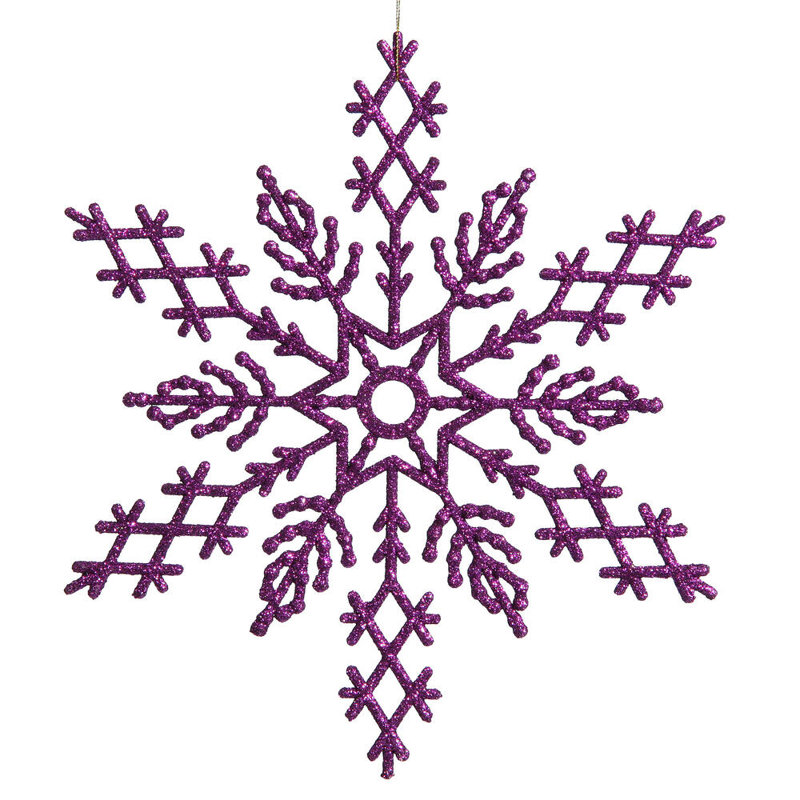 Ornement en forme de flocon de neige scintillant, Mauve, l 8 po x P 8 po