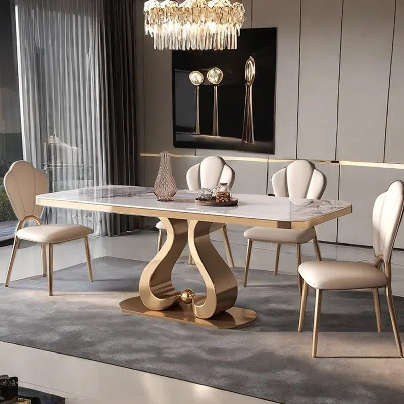 Light luxury simple rectangular dining table, 29.52"H x 78.74"L x 31.49"W