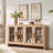 Modern Curved Sideboard, Buffet Storage Cabinet, Media Console  With 4 Glass Doors And Adjustable Shelves-855831160
