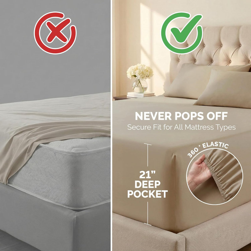 Vilano Springs Extra Deep Pocket Sheet Set, 6-Piece Ultra Soft Microfiber Sheets and Pillow Cases, Wrinkle Resistant, Easy Care