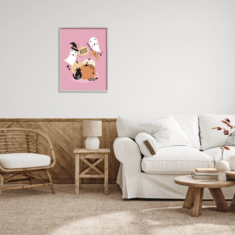 Pink Boo - fantômes d'Halloween - 231, H 30 po x l 24 po x P 1,5 po, Estampe numérique Farmhouse