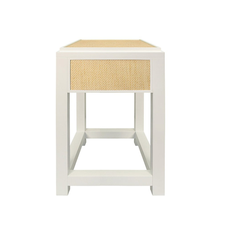Jean End Table, White/Tan
