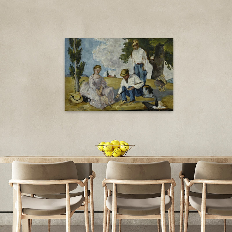 Picnic On A Riverbank, 1873-74 Abstract Contemporary Landscape Wall Art Print by Paul Cezanne - 1 Piece Wrapped Canvas Wall Art