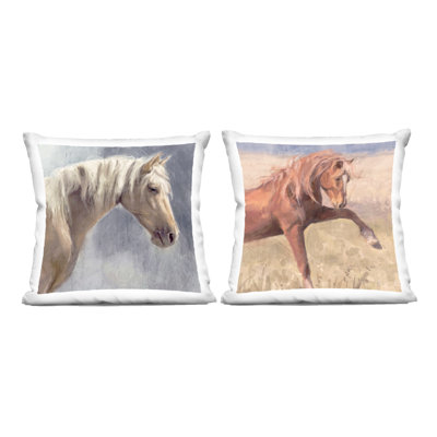Stupell Industries Rustic Stallions Portraits Design by Nina Blue Throw Pillow (Set of 2)