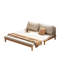 Canapé-lit modulaire en coton et lin blanc crème