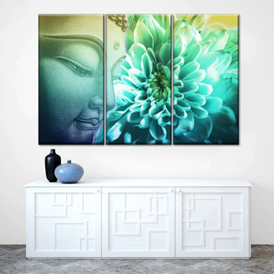 Bouddha bleu sur toile, ensemble de 3 pièces