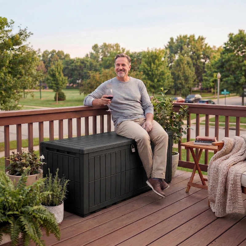Coffre de terrasse 200 gallons avec serrure Balconera, 200, Noir