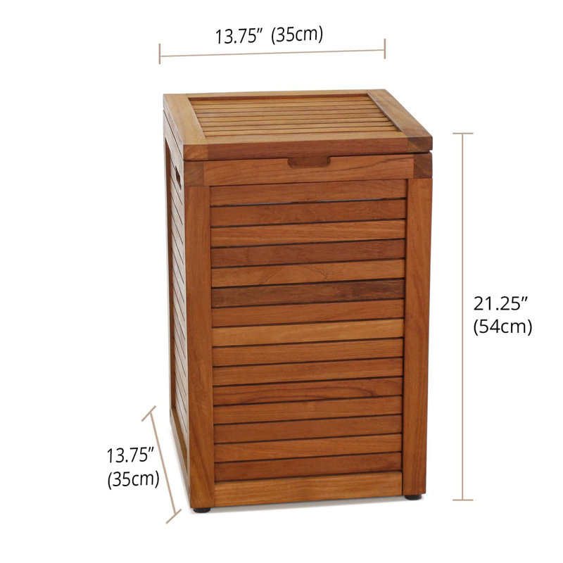 Spa Teak Hamper, Small (21.25"H x 13.75"W x 13.75"D)