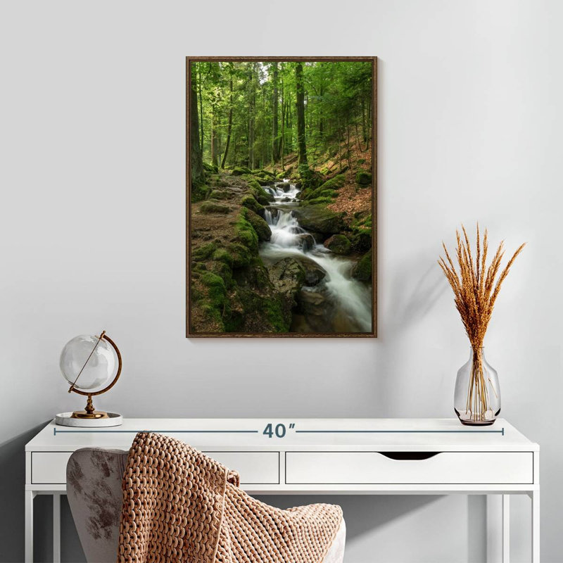 Ruisseau Buhl Forest, 17 po x 25 po, Cadre flottant noyer