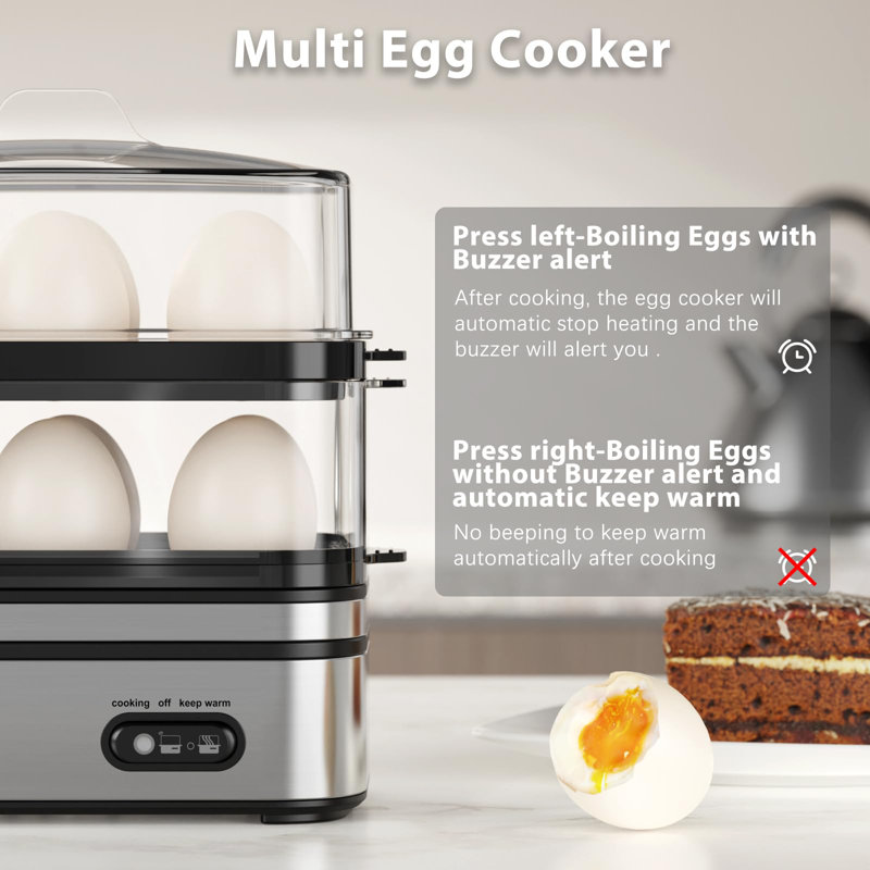 Rapid Egg Cooker Electric 12 Eggs Capacity, Silver