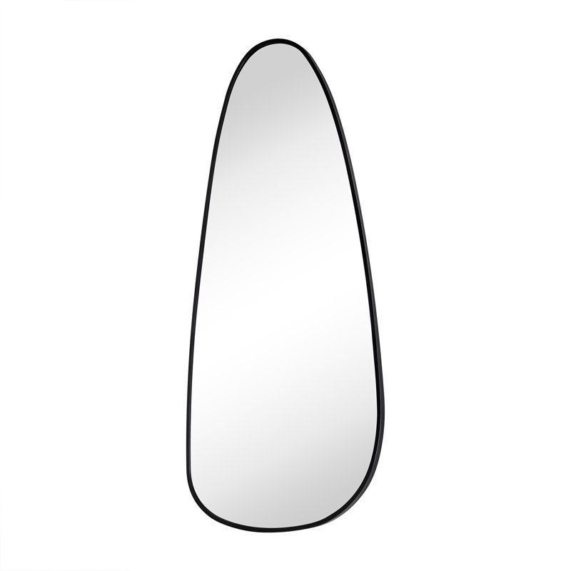 Trequan 50" x 22.5" Matte Black Asymmetrical Bathroom Vanity Mirror Irregular Shaped Wall Mirror, Matte Black, 50" x 22.5"