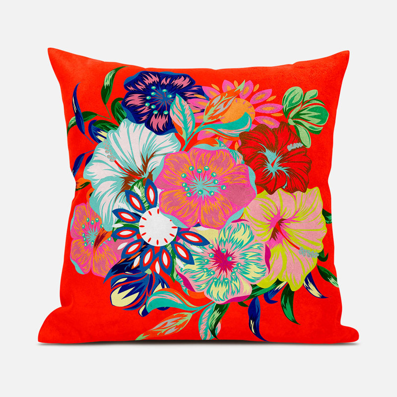 Housse et insert de coussin décoratif en polyester , 18 po x 18 po, Rose / rouge