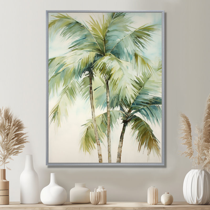 «Dreyfuss Green Minimalims Palm Trees I», reproduction d'art sur toile, palmiers, H 32 po x l 24 po x P 1 po