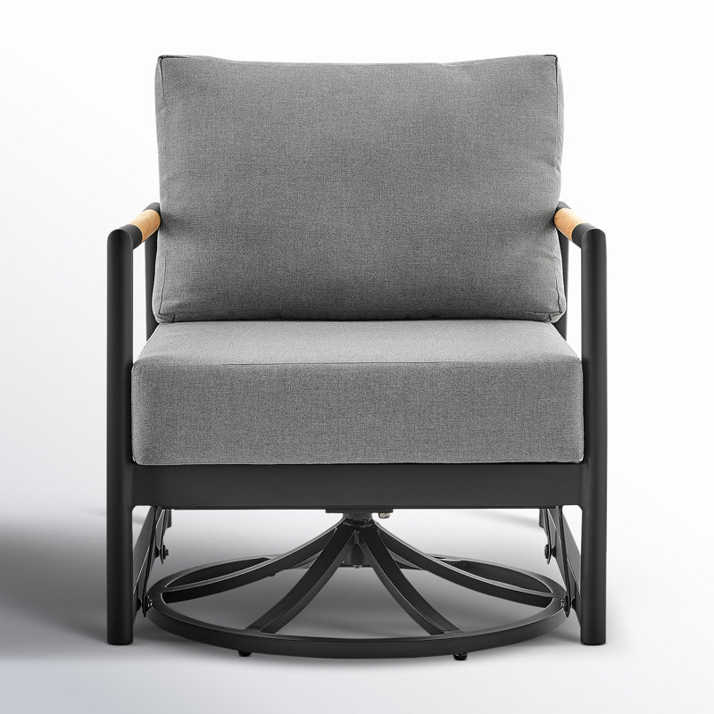 Antone Black Aluminum Outdoor Glider Chair with Gray Cushions