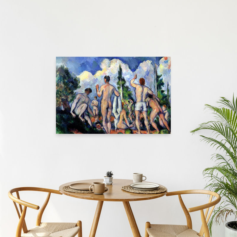 Les Baigneuses, vers 1890-1892. Estampe murale abstraite contemporaine représentant un paysage naturel., H 24 po x l 36 po