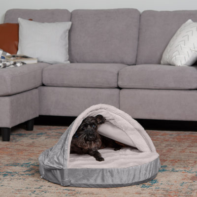  Faux Sheepskin Hooded Dog Bed