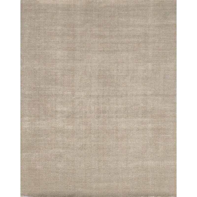 Tapis | Tapis beige tissé à la main en laine et bambou, Rectangle 6 pi x 9 pi