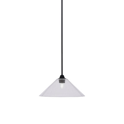 Luminaire suspendu Paramount, fini noir mat avec verre transparent de 16 po