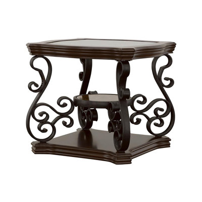 Lucious End Table with Bottom Shelf in Deep Merlot and Clear
