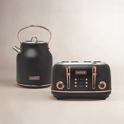 HADEN Black and Copper Toaster and Kettle Set