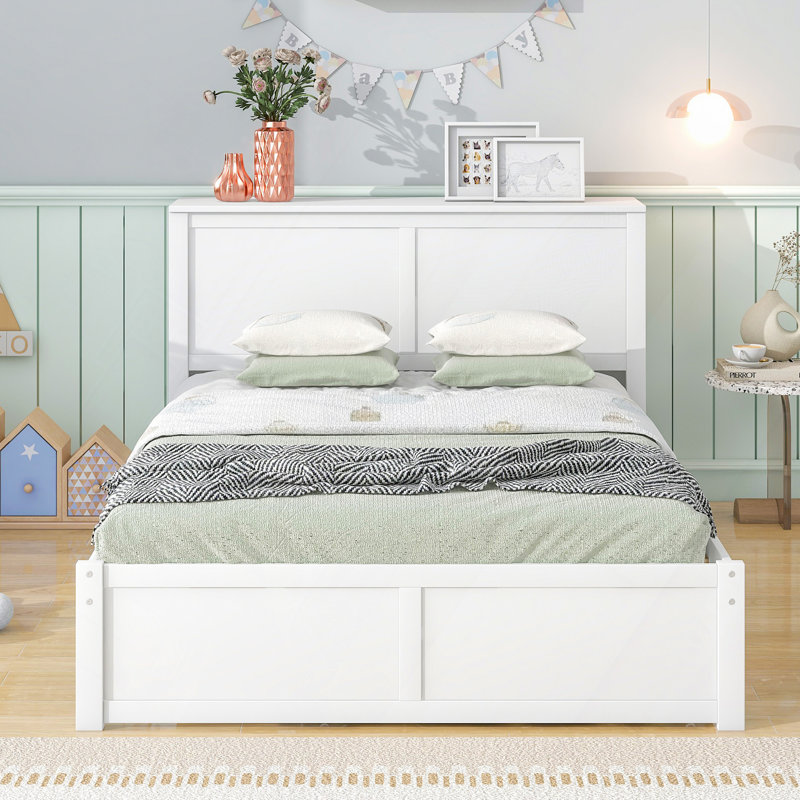 Modern Bed, Storage Platform Bed With Pull Out Shelves